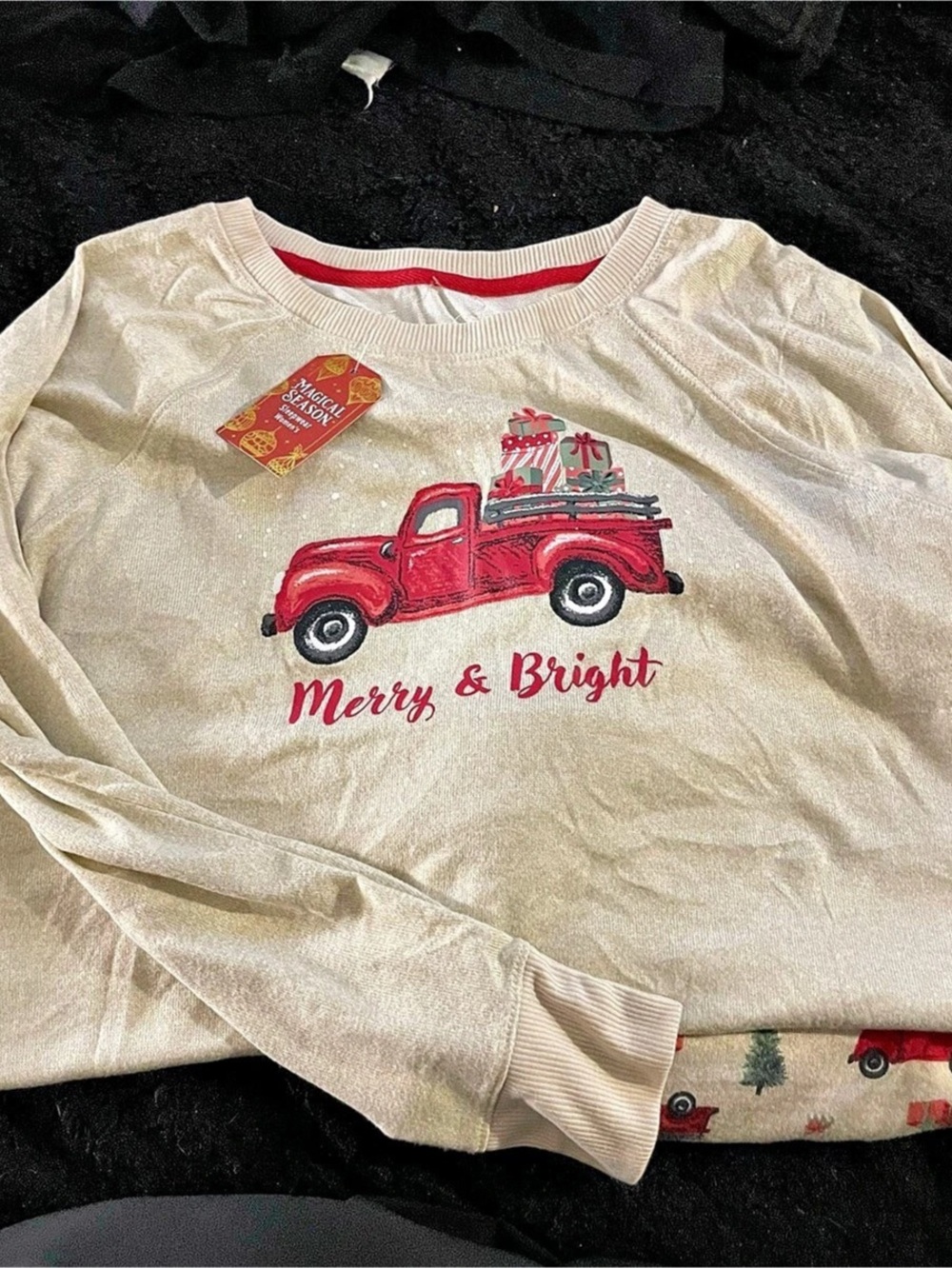 Magical Season Merry & Bright Red Truck Christmas Pajama Set Women’s Large